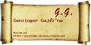 Genzinger Gajána névjegykártya
